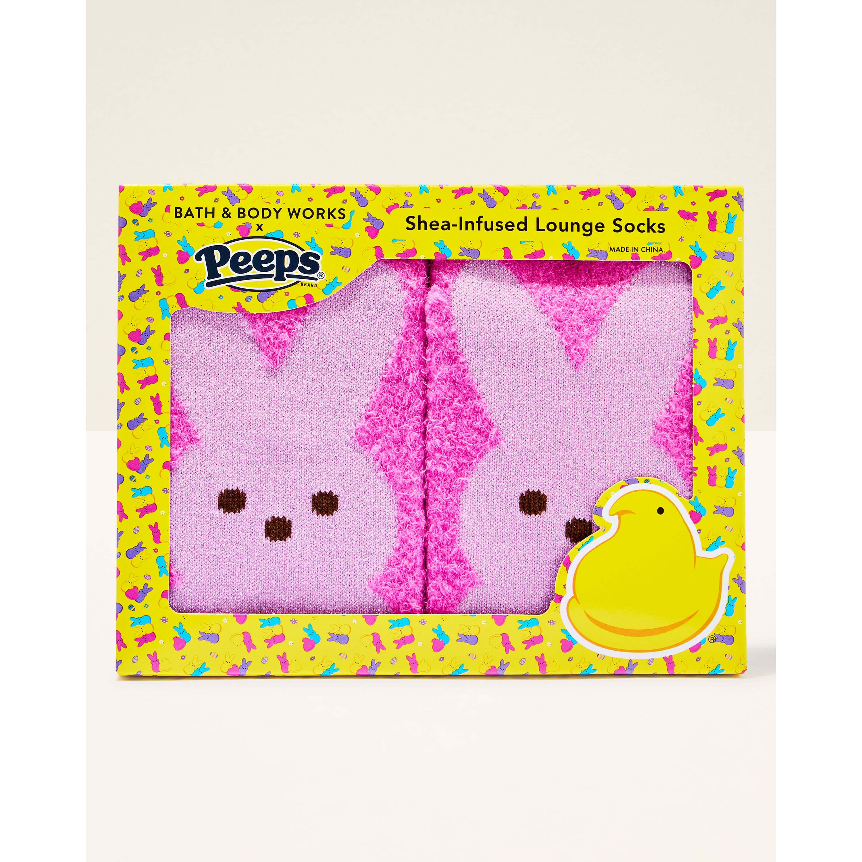 Peeps Pink Marshmallow Bunny Shea-Infused Lounge Socks